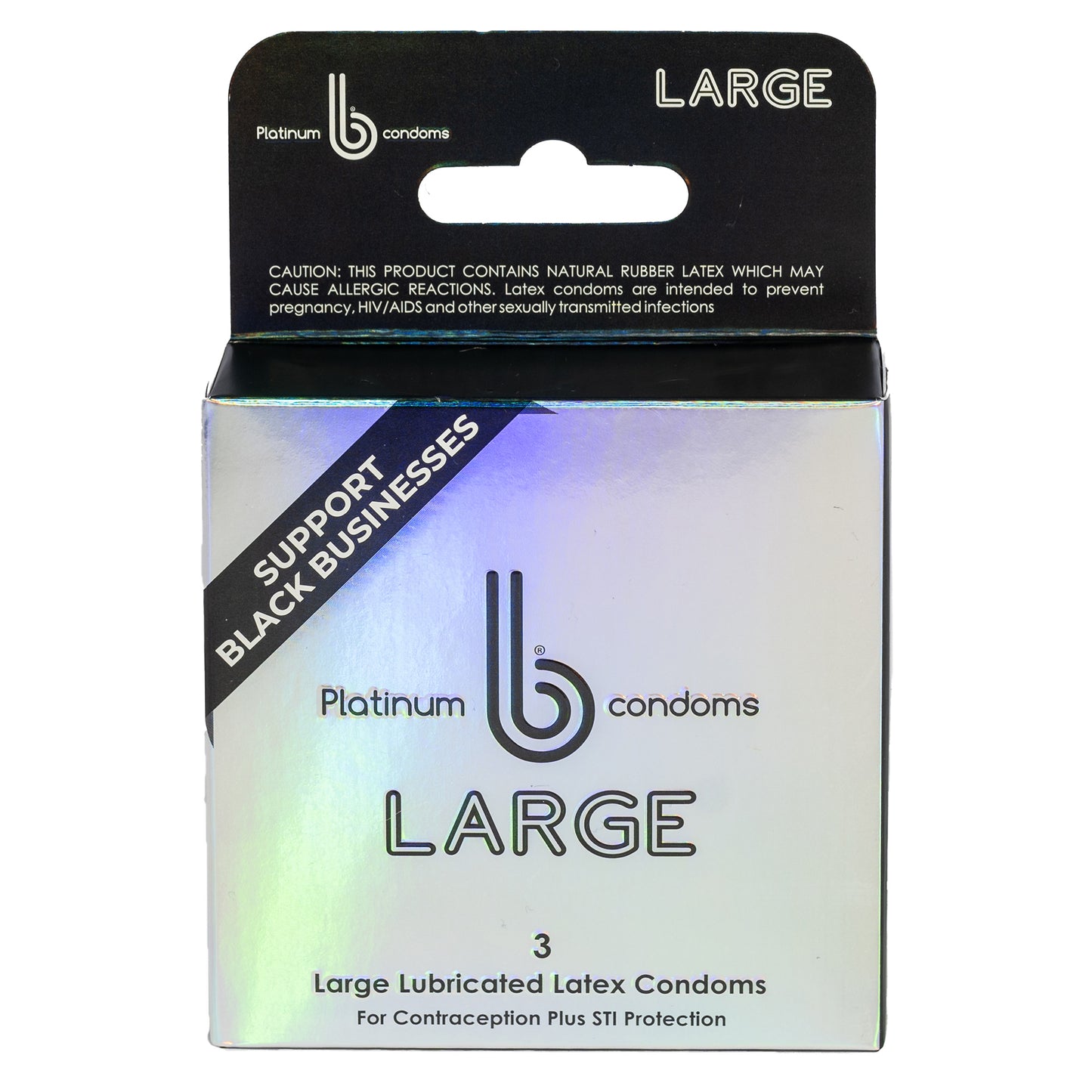 Platinum Large b condoms, 3 ct pack - 48 case